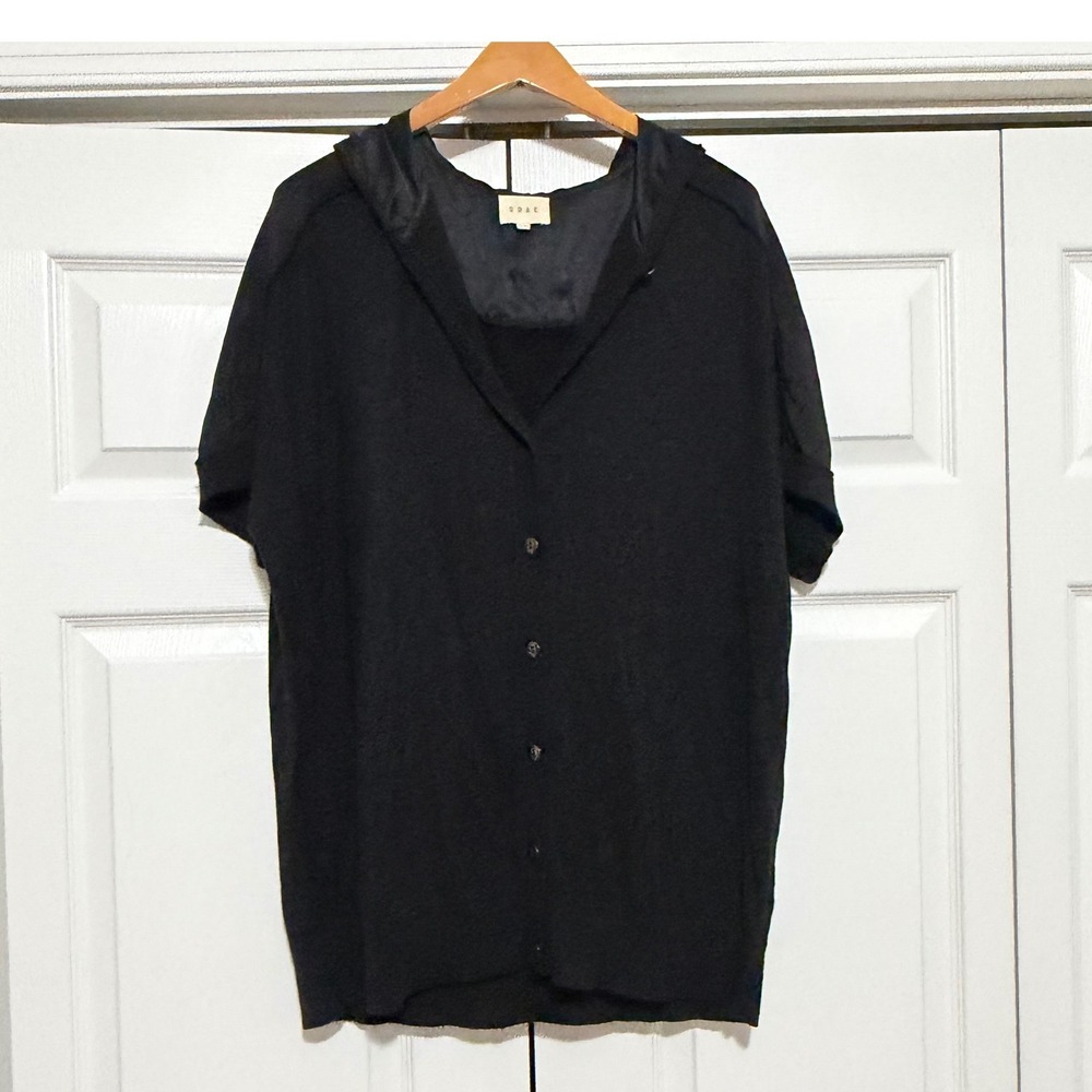 SHAE Hooded Cardigan Womens Medium Black Indie Relaxed Light Core Goth Fall